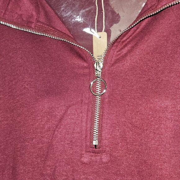 Ticticmiss Womens M Maroon M Sweatshirt Half Zip Pullover Tops New - Picture 5 of 5